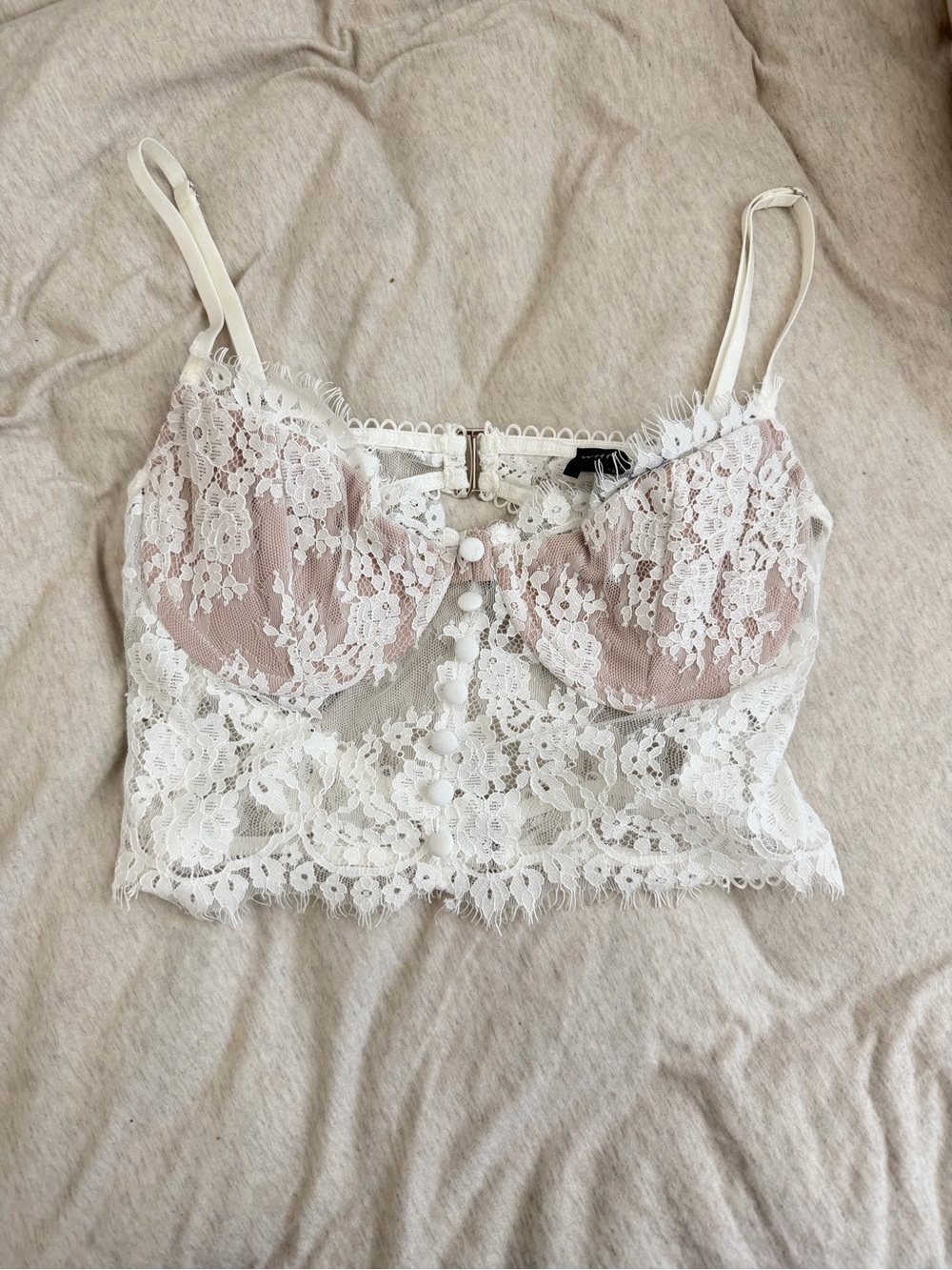 White Fox Lace Bralette Crop Top